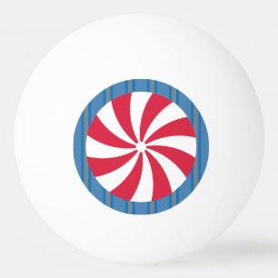 Fun and Fancy Blue Christmas Peppermint Candy Ping Pong Ball