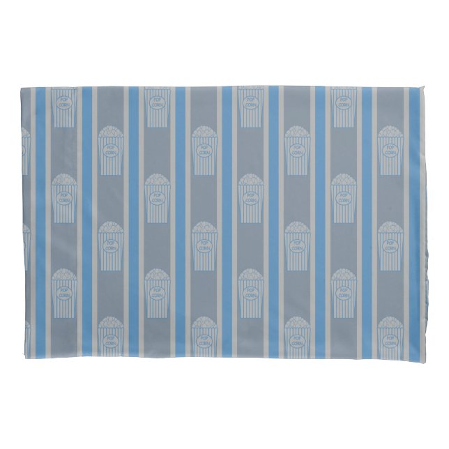 Fun and Fancy Blue Grey Popcorn Pillowcase (Front)