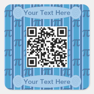 Fun and Fancy Blue PII 3.142 QR Code Square Sticker