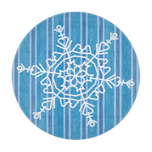 Fun and Fancy Blue Snowflake Cutting Board