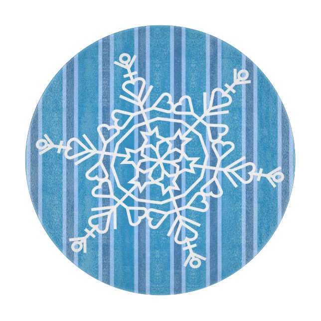 Fun and Fancy Blue Snowflake Cutting Board (Front)