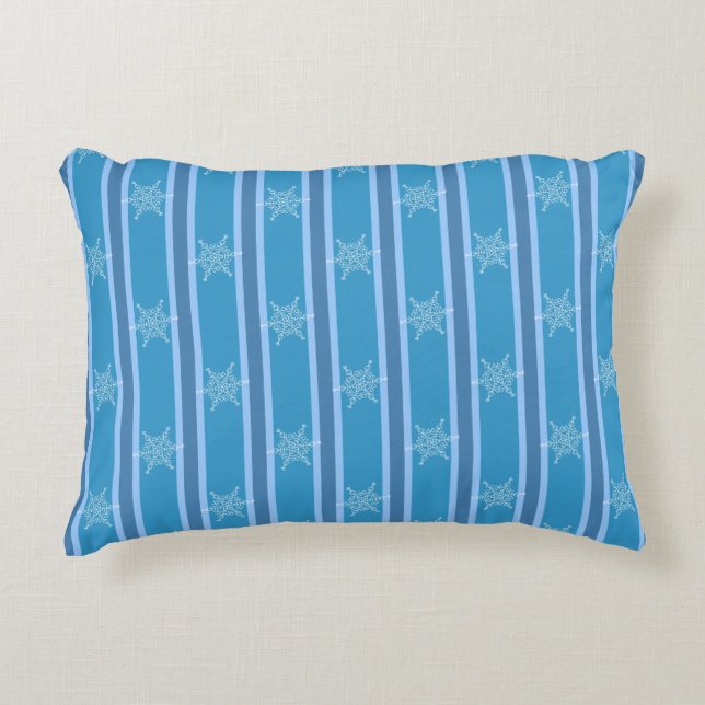 Fun and Fancy Blue Snowflake Decorative Cushion (Front)