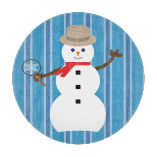 Fun and Fancy Blue Snowman Detective Cutting Board