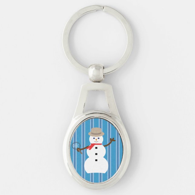 Fun and Fancy Blue Snowman Detective Key Ring (Front)