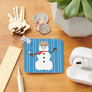 Fun and Fancy Blue Snowman Detective Key Ring