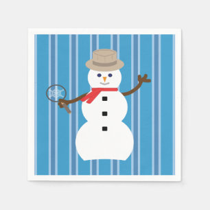 Fun and Fancy Blue Snowman Detective Napkin