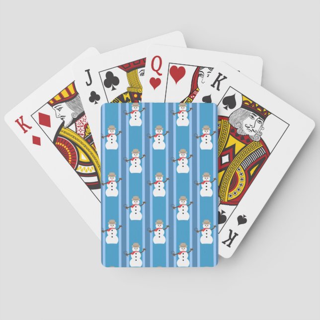 Fun and Fancy Blue Snowman Detective Playing Cards (Back)