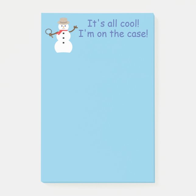 Fun and Fancy Blue Snowman Detective Post-it Notes (Front)