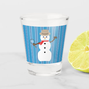 Fun and Fancy Blue Snowman Detective Shot Glass