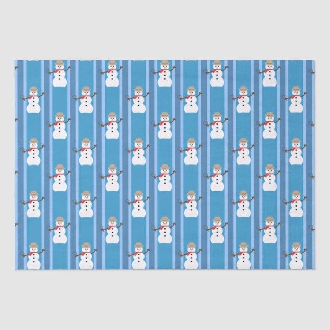 Fun and Fancy Blue Snowman Detective Tissue Paper (Front)