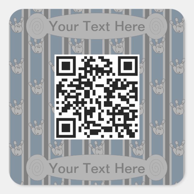 Fun and Fancy Bowling QR Code Square Sticker (Front)