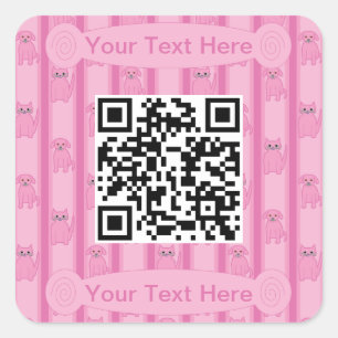 Fun and Fancy Cat and Dog QR Code Square Sticker