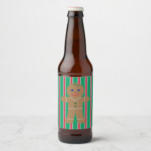Fun and Fancy Christmas Gingerbread Man Beer Bottle Label