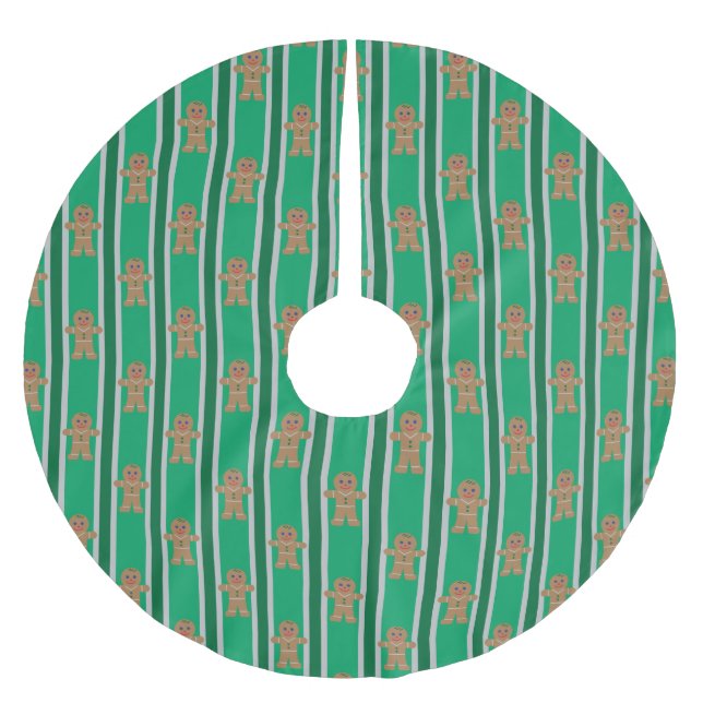 Fun and Fancy Christmas Gingerbread Man Brushed Polyester Tree Skirt (Front)