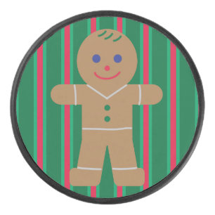 Fun and Fancy Christmas Gingerbread Man Hockey Puck