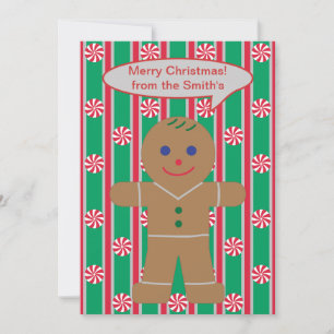 Fun and Fancy Christmas Gingerbread Man Holiday Card