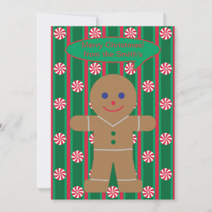 Fun and Fancy Christmas Gingerbread Man Holiday Card