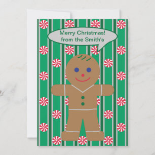 Fun and Fancy Christmas Gingerbread Man Holiday Card