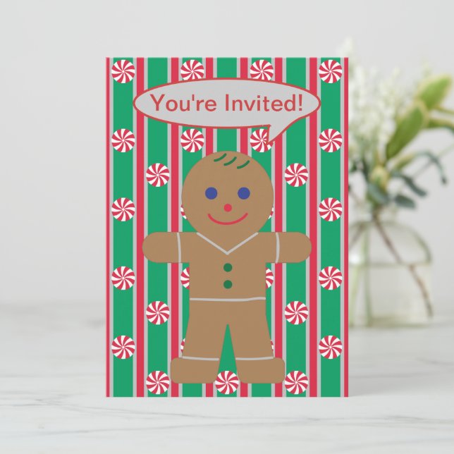 Fun and Fancy Christmas Gingerbread Man Invitation (Standing Front)