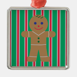 Fun and Fancy Christmas Gingerbread Man Metal Ornament