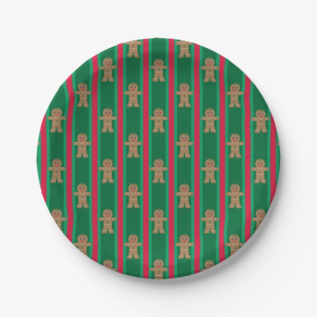 Fun and Fancy Christmas Gingerbread Man Paper Plate (Front)