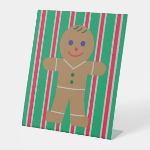 Fun and Fancy Christmas Gingerbread Man Pedestal Sign