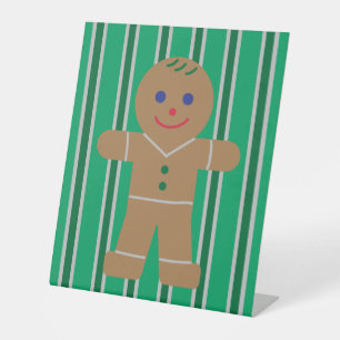 Fun and Fancy Christmas Gingerbread Man Pedestal Sign
