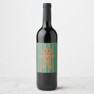 Fun and Fancy Christmas Gingerbread Man Wine Label