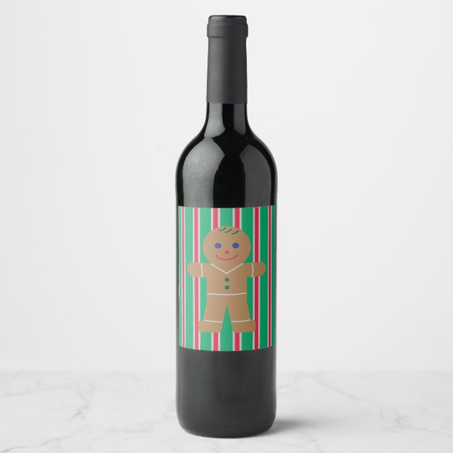 Fun and Fancy Christmas Gingerbread Man Wine Label (Front)
