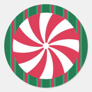 Fun and Fancy Christmas Peppermint Candy Classic Round Sticker