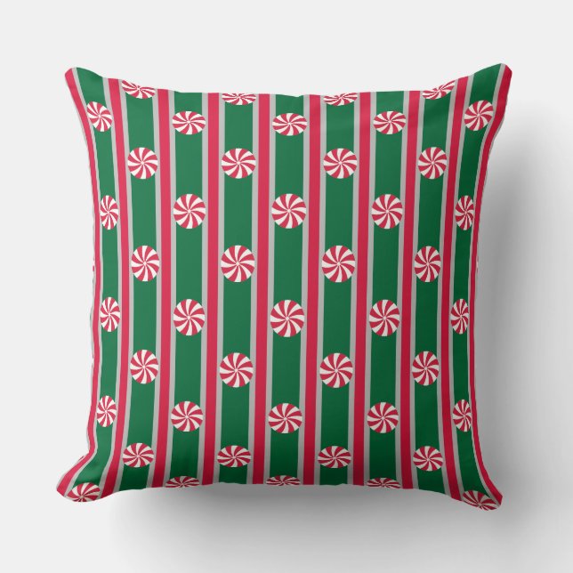 Fun and Fancy Christmas Peppermint Candy Cushion (Front)