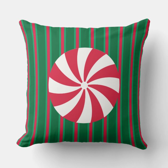 Fun and Fancy Christmas Peppermint Candy Cushion (Front)