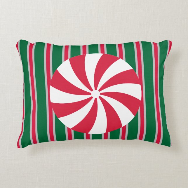 Fun and Fancy Christmas Peppermint Candy Decorative Cushion (Front)