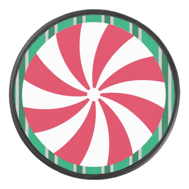 Fun and Fancy Christmas Peppermint Candy Hockey Puck (Front)