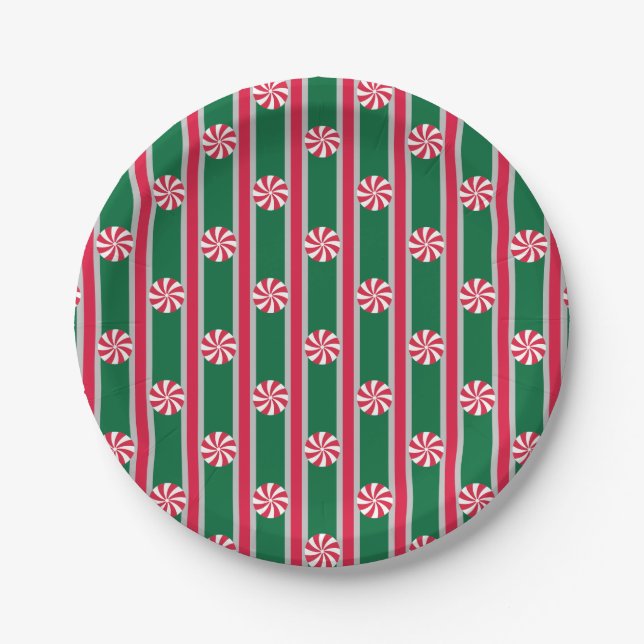 Fun and Fancy Christmas Peppermint Candy Paper Plate (Front)