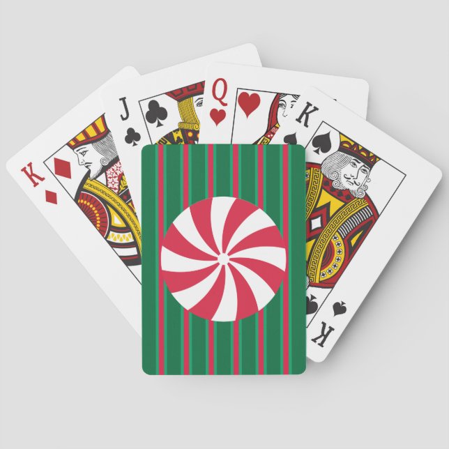 Fun and Fancy Christmas Peppermint Candy Playing Cards (Back)