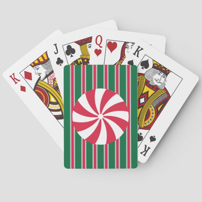 Fun and Fancy Christmas Peppermint Candy Playing Cards (Back)