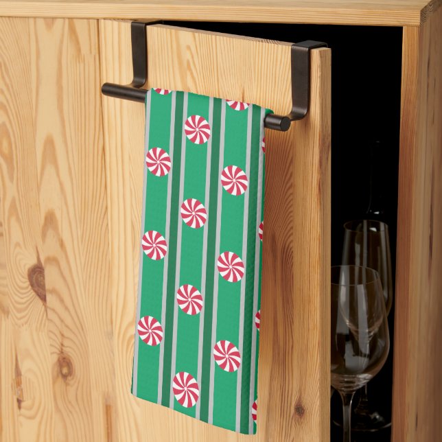 Fun and Fancy Christmas Peppermint Candy Tea Towel (Thirds Fold)