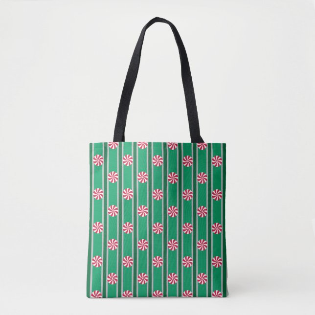 Fun and Fancy Christmas Peppermint Candy Tote Bag (Front)