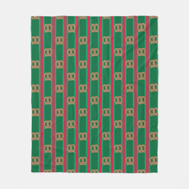 Fun and Fancy Christmas Pretzel Fleece Blanket (Front)