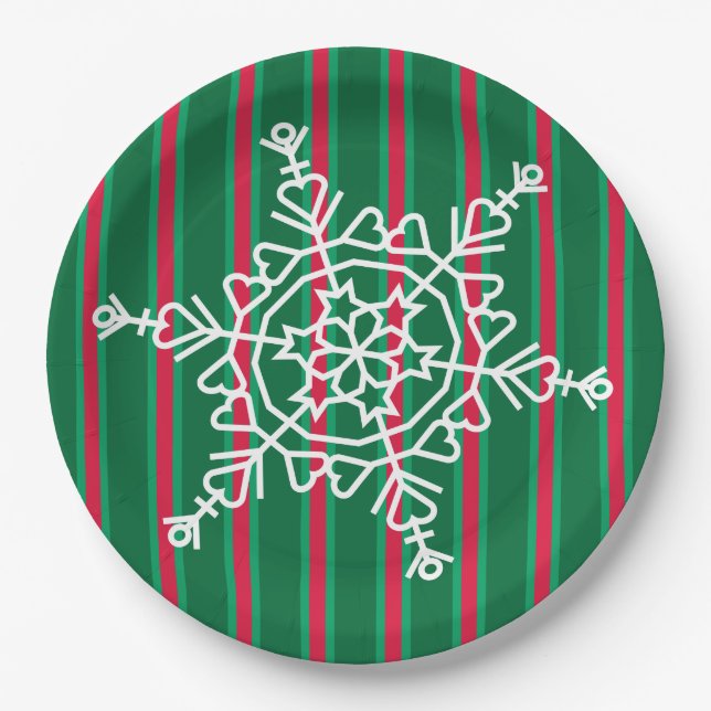 Fun and Fancy Christmas Snowflake Paper Plate (Front)