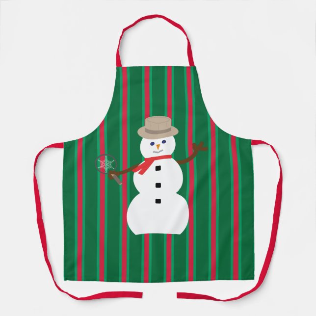 Fun and Fancy Christmas Snowman Detective Apron (Front)