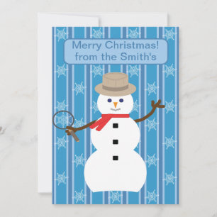 Fun and Fancy Christmas Snowman Detective Holiday Card