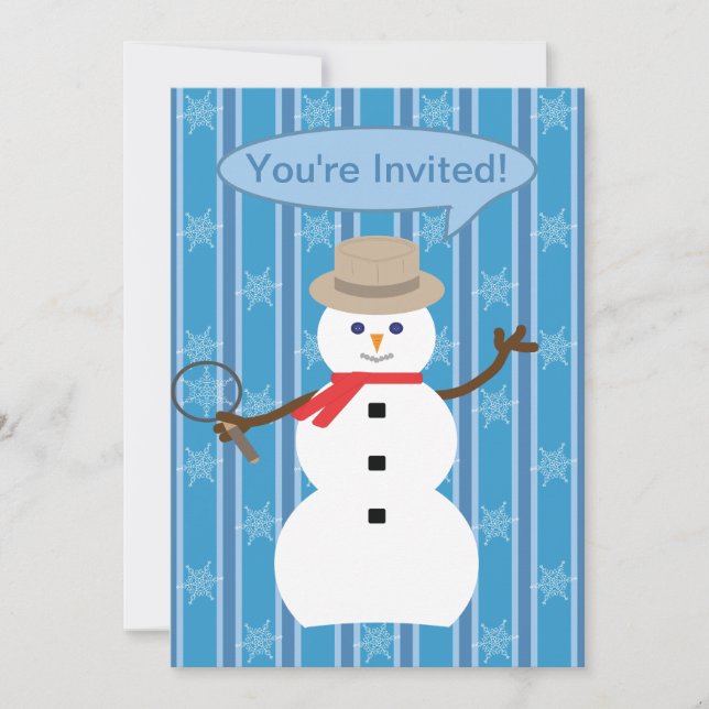 Fun and Fancy Christmas Snowman Detective Invitation (Front)