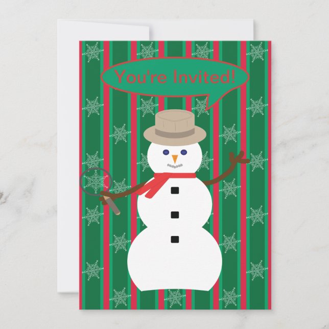 Fun and Fancy Christmas Snowman Detective Invitation (Front)