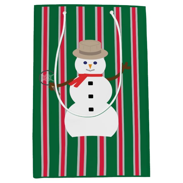 Fun and Fancy Christmas Snowman Detective Medium Gift Bag (Front)