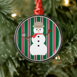 Fun and Fancy Christmas Snowman Detective Metal Ornament