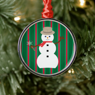 Fun and Fancy Christmas Snowman Detective Metal Ornament
