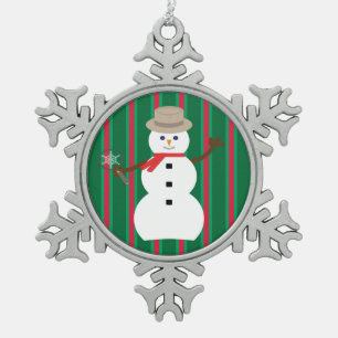 Fun and Fancy Christmas Snowman Detective Snowflake Pewter Christmas Ornament