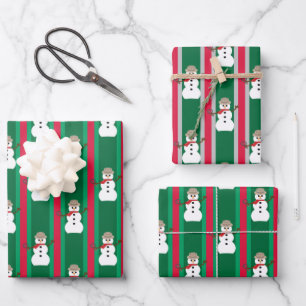 Fun and Fancy Christmas Snowman Detective Wrapping Paper Sheet